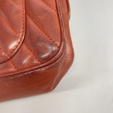 ★SALE【6ee6169-k】シャネル ショルダーバッグ Wチェーン シェブロン/ライオン ラムスキン レッド シルバー金具【中古】レディース