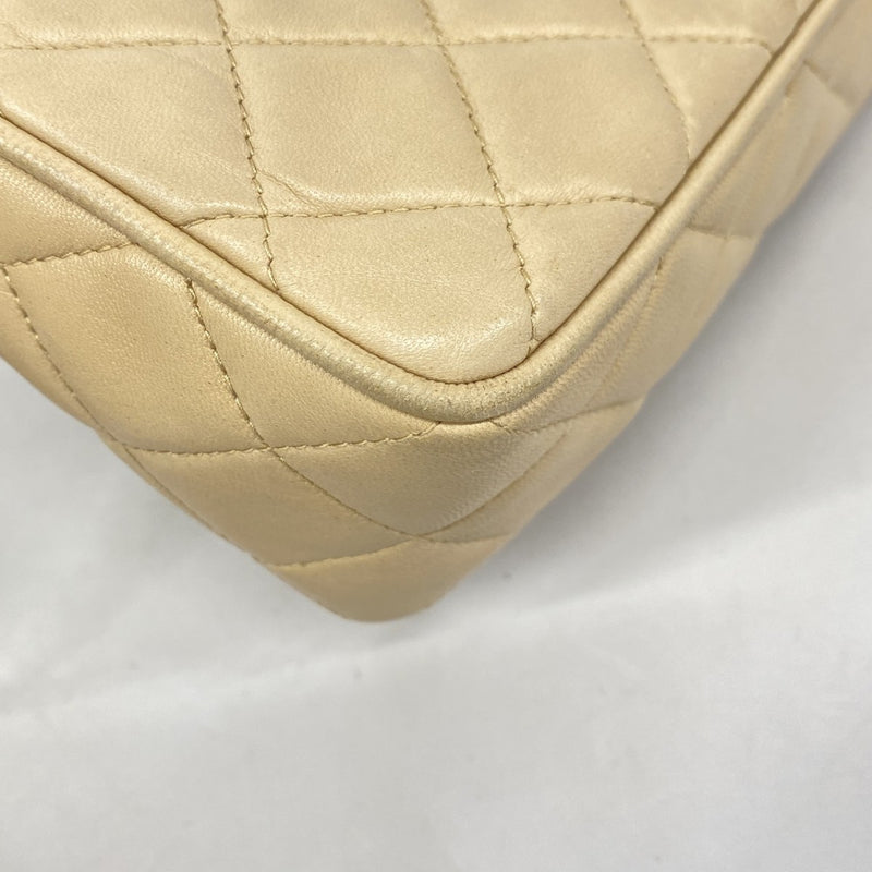 【6ee6170-k】シャネル ショルダーバッグ マトラッセ フリンジショルダー ラムスキン ベージュ ゴールド金具【中古】レディース
