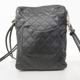 【6ee6184-k】シャネル ショルダーバッグ カンボン ラムスキン ブラック シルバー金具【中古】レディース