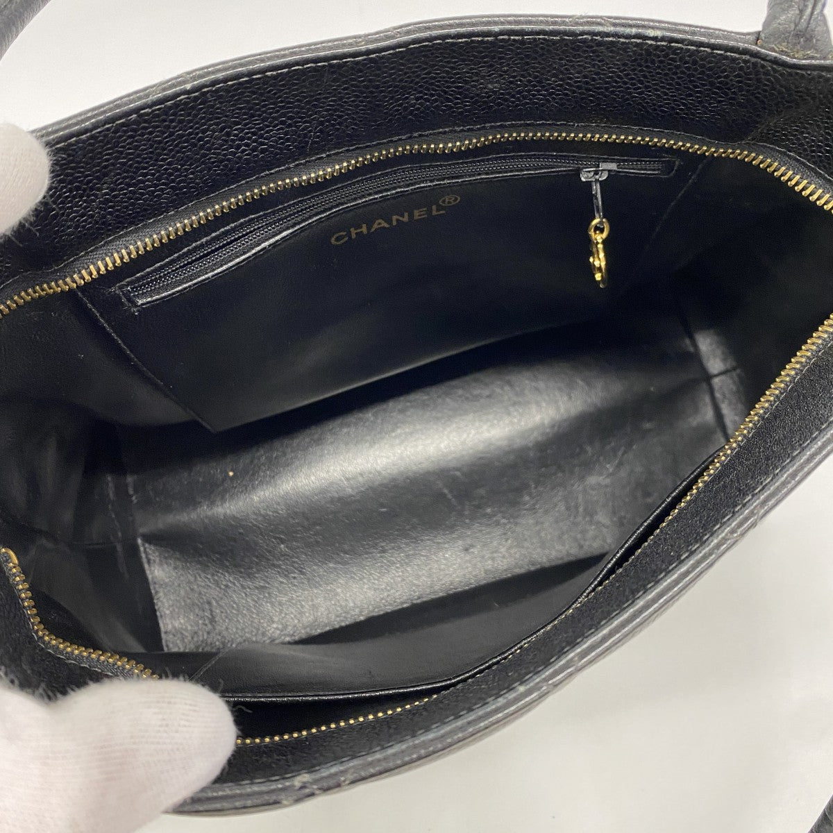 【6ee6201-k】シャネル トートバッグ 復刻トート キャンバス ブラック ゴールド金具【中古】レディース