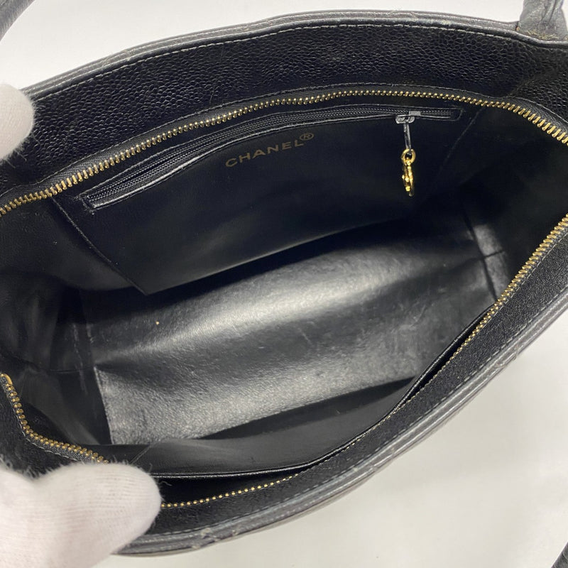 【6ee6201-k】シャネル トートバッグ 復刻トート キャンバス ブラック ゴールド金具【中古】レディース
