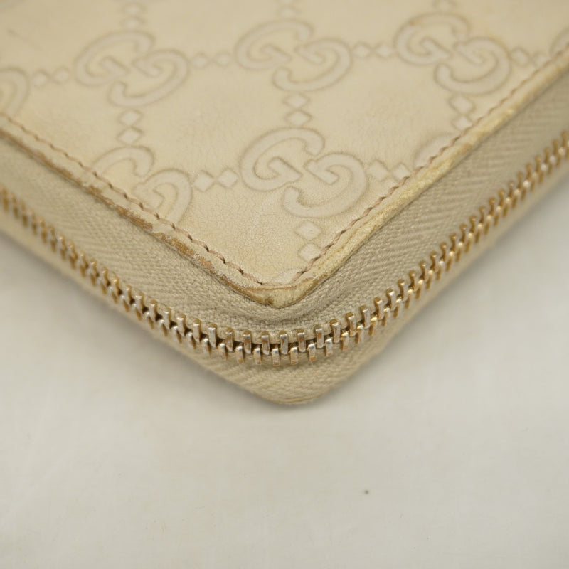 【6ee6220-k】グッチ 長財布 グッチシマ 307982 レザー ベージュ ゴールド金具【中古】レディース