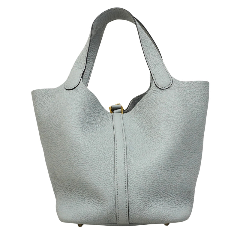 【6ee6257】エルメス ハンドバッグ ピコタンロックMM トリヨンクレマンス ブルーペール ゴールド金具 W刻印【中古】レディース