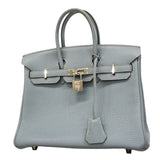 【6ee6258】エルメス ハンドバッグ バーキン25 トゴ ブルーラン シルバー金具 □Q刻印【中古】レディース