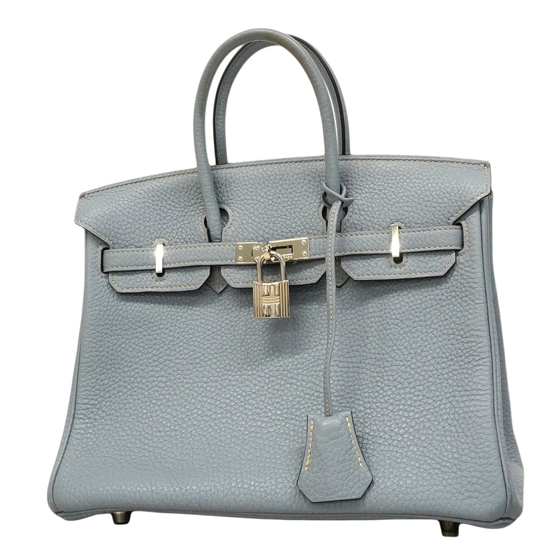 【6ee6258】エルメス ハンドバッグ バーキン25 トゴ ブルーラン シルバー金具 □Q刻印【中古】レディース