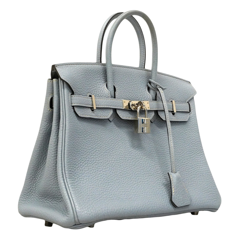 【6ee6258】エルメス ハンドバッグ バーキン25 トゴ ブルーラン シルバー金具 □Q刻印【中古】レディース