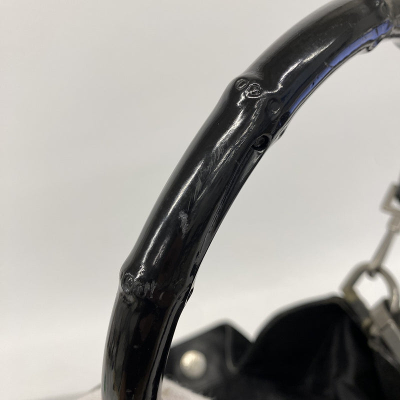 【6ee6260-k】グッチ ハンドバッグ バンブー 001 1577 スウェード ブラック シルバー金具 2wayバッグ【中古】レディース