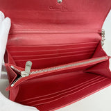 【6ee6271】クリスチャンディオール 長財布 カナージュ エナメル レッド シルバー金具【中古】レディース