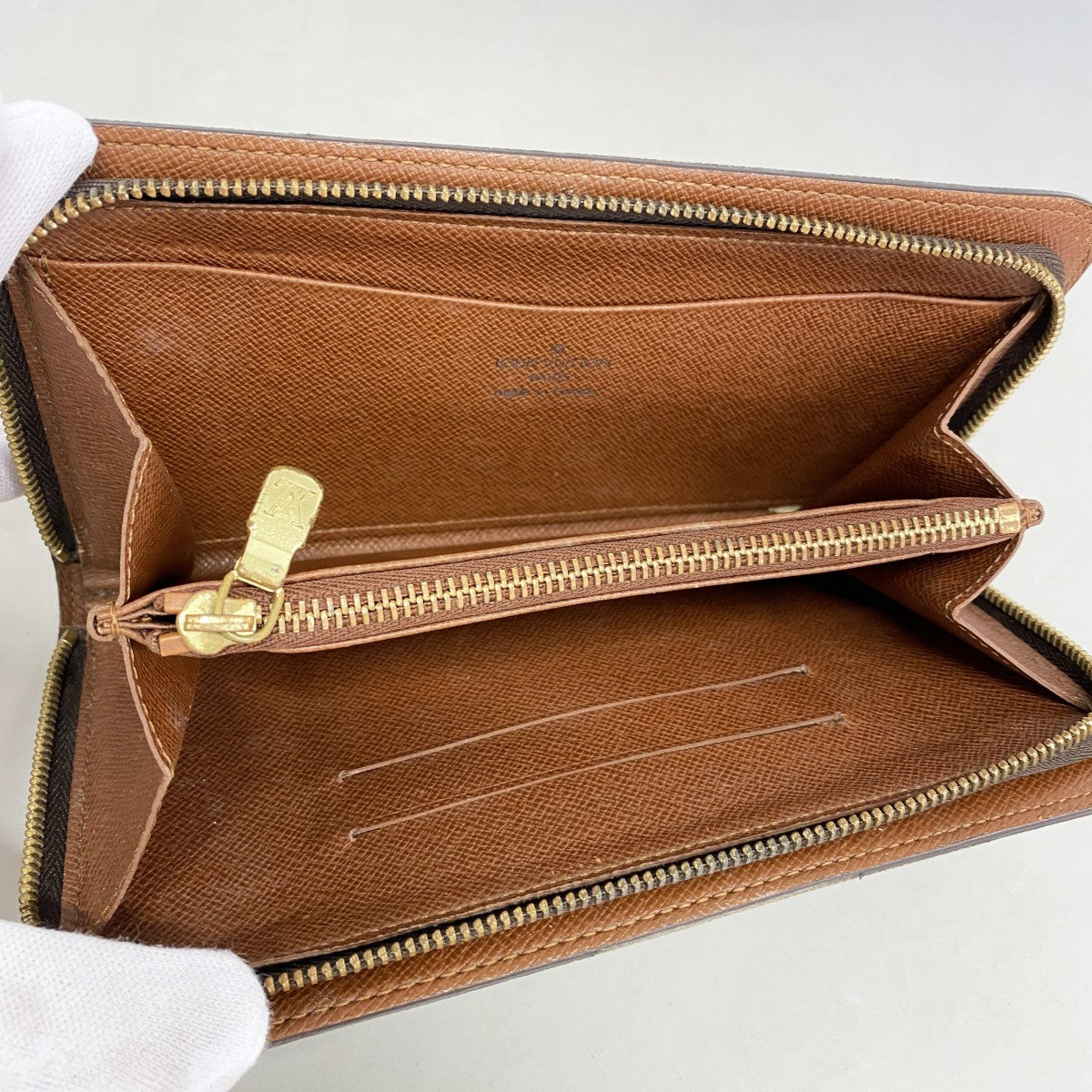 【6ee6278】ルイヴィトン 長財布 モノグラム ポルトモネジップ M61727 ブラウン【中古】レディース