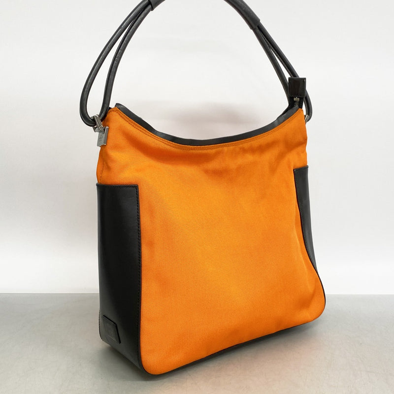 【6ee6286-k】グッチ ショルダーバッグ 001 3766 ナイロン オレンジ ブラック シルバー金具【中古】レディース