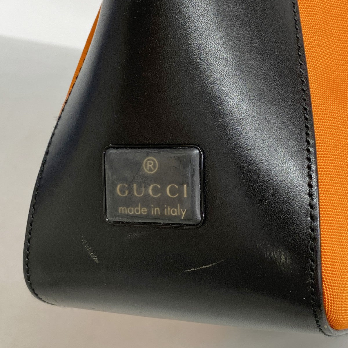 【6ee6286-k】グッチ ショルダーバッグ 001 3766 ナイロン オレンジ ブラック シルバー金具【中古】レディース