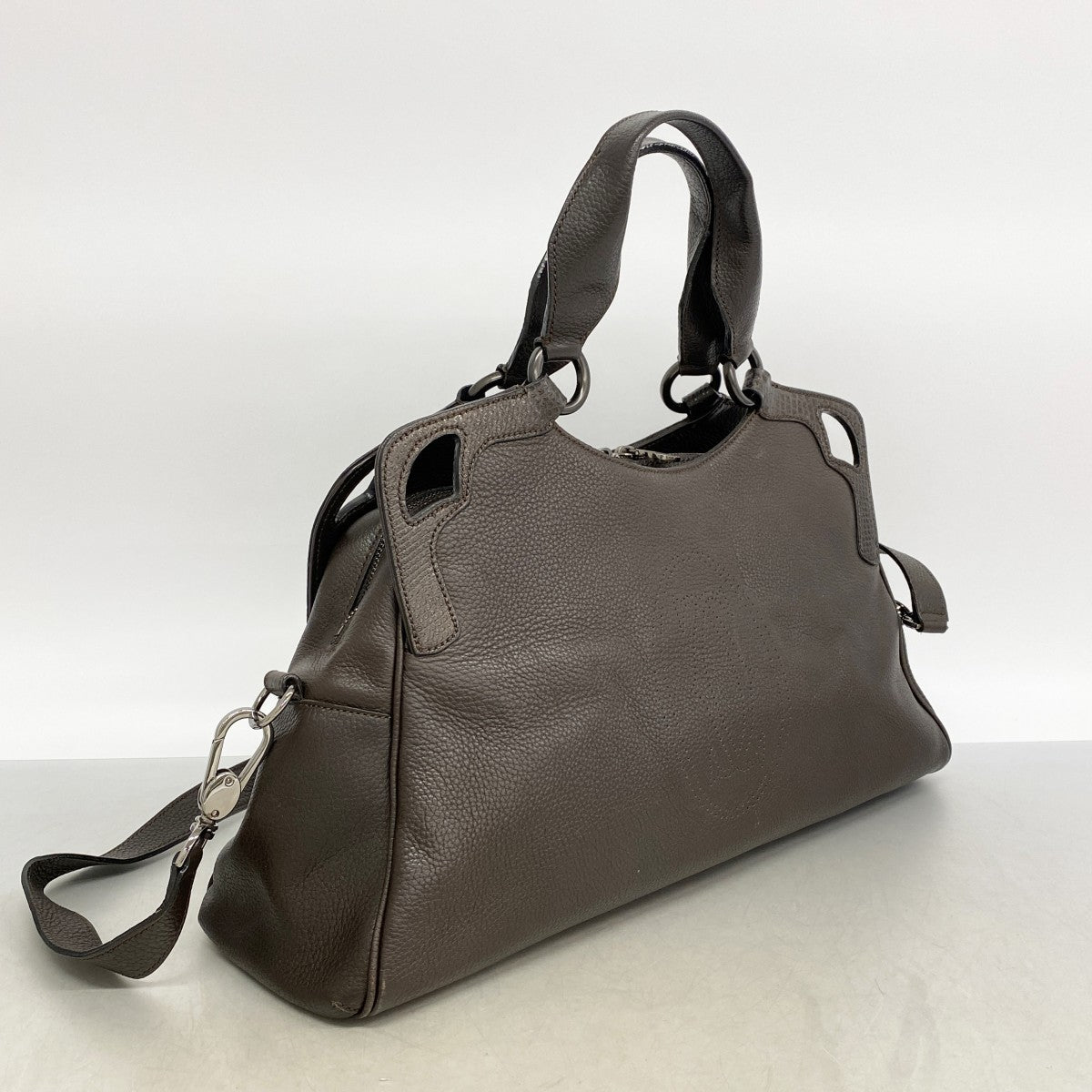 【6ee6319】カルティエ ハンドバッグ マルチェロ レザー ブラウン シルバー金具 2wayバッグ【中古】レディース