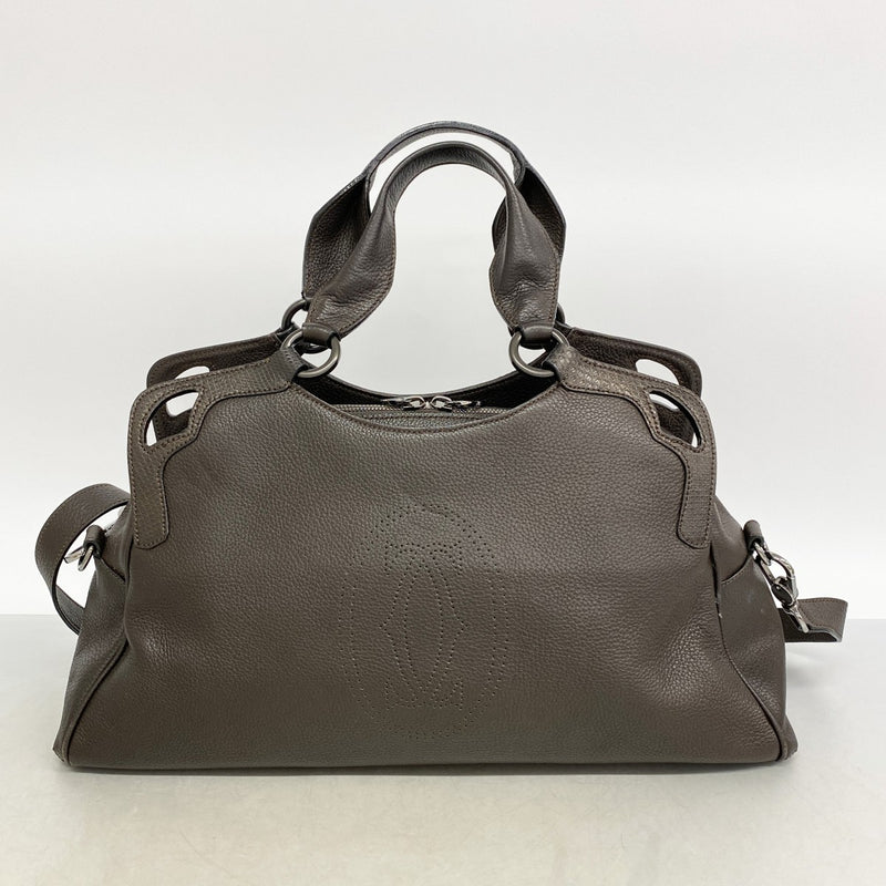 【6ee6319】カルティエ ハンドバッグ マルチェロ レザー ブラウン シルバー金具 2wayバッグ【中古】レディース