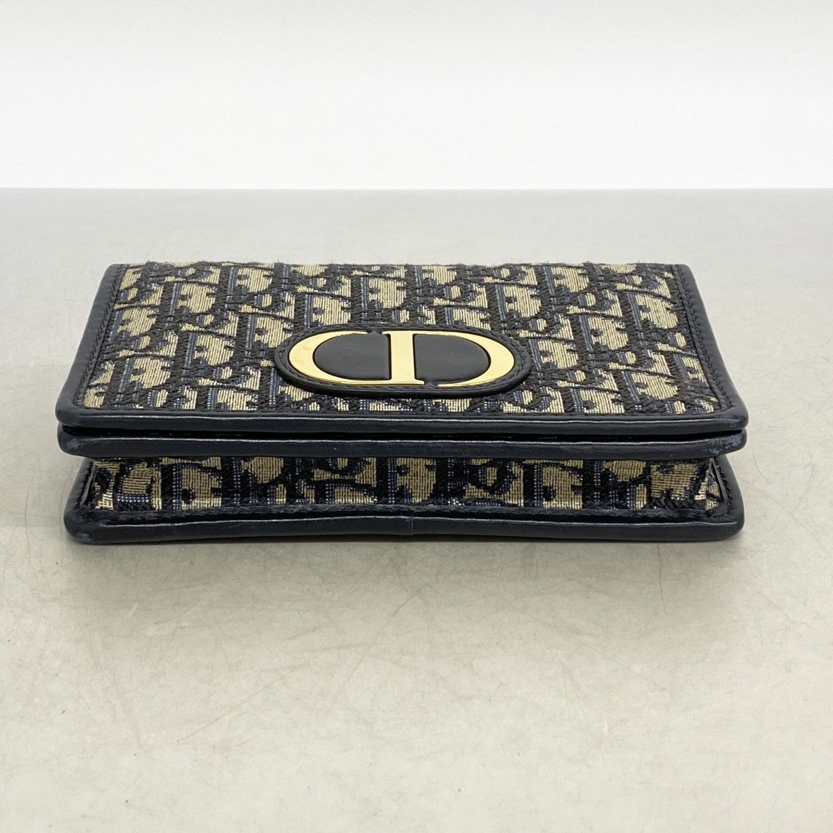 【6ee6321】クリスチャンディオール ショルダーバッグ オブリーク キャンバス ネイビー ゴールド金具【中古】レディース
