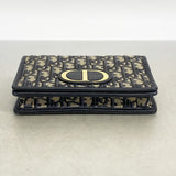 【6ee6321】クリスチャンディオール ショルダーバッグ オブリーク キャンバス ネイビー ゴールド金具【中古】レディース