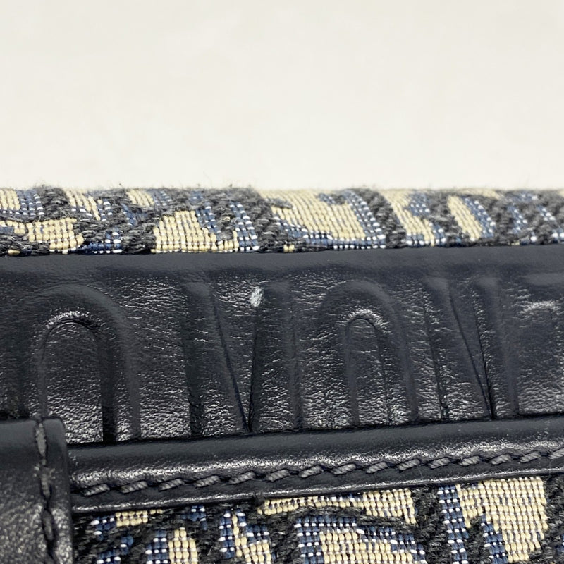 【6ee6321】クリスチャンディオール ショルダーバッグ オブリーク キャンバス ネイビー ゴールド金具【中古】レディース