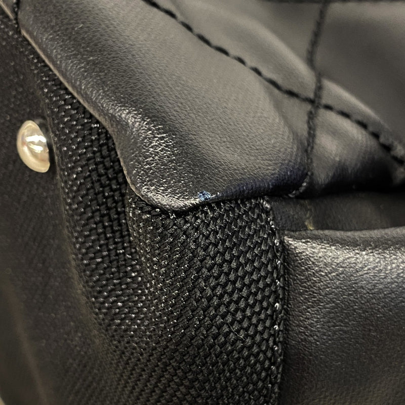 【6ee6344-k】シャネル トートバッグ パリビアリッツ レザー キャンバス ブラック シルバー金具【中古】レディース