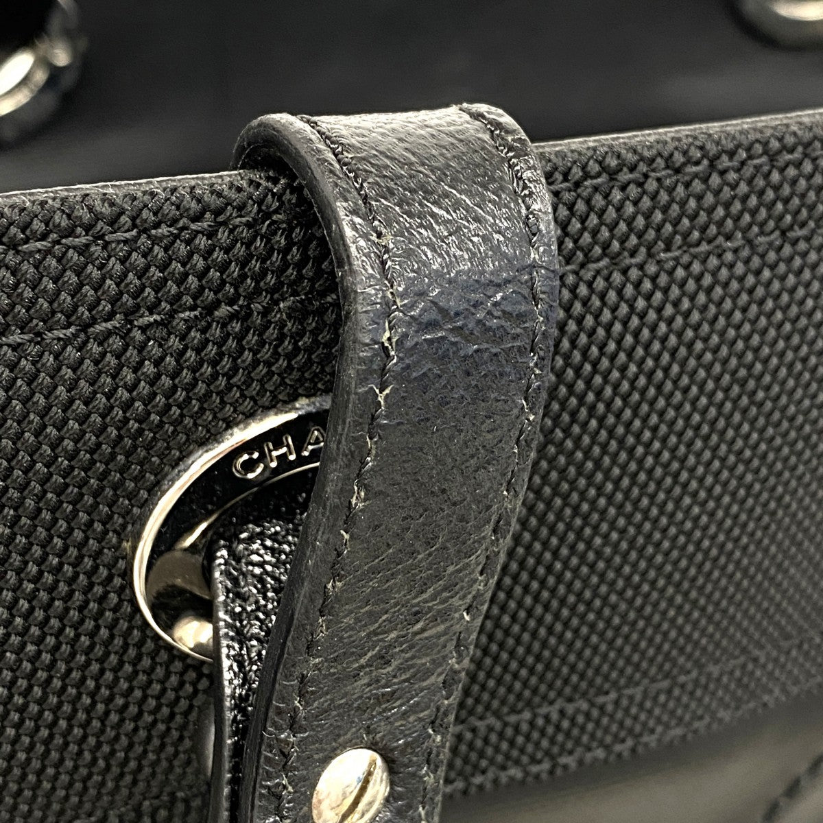 【6ee6344-k】シャネル トートバッグ パリビアリッツ レザー キャンバス ブラック シルバー金具【中古】レディース