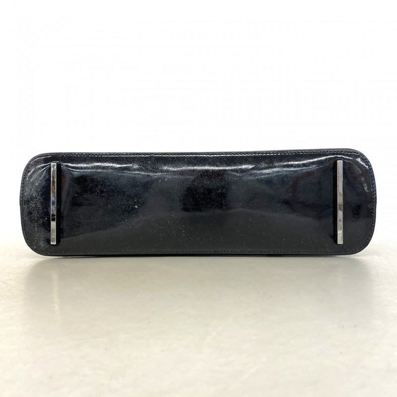 【6ee6345-k】グッチ ショルダーバッグ 001 3261 エナメル ブラック シルバー金具【中古】レディース