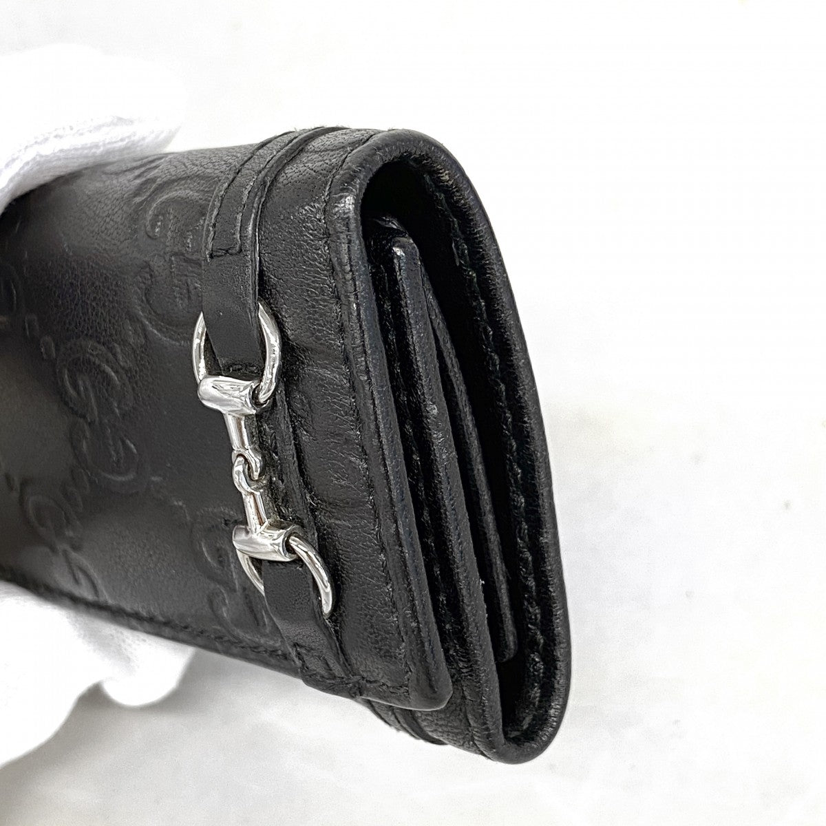 【6ee6347-k】グッチ キーケース グッチシマ ホースビット 245774 レザー ブラック シルバー金具【中古】メンズ レディース ユニセックス