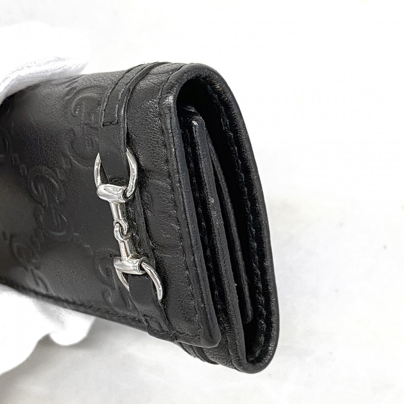 【6ee6347-k】グッチ キーケース グッチシマ ホースビット 245774 レザー ブラック シルバー金具【中古】メンズ レディース ユニセックス