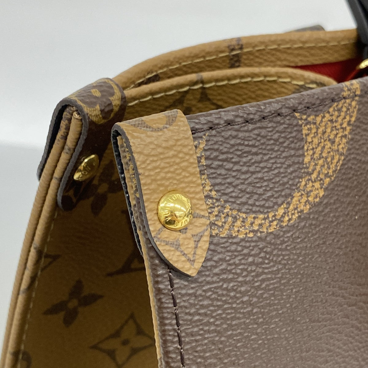 【6ee6364】ルイヴィトン トートバッグ モノグラム・ジャイアント リバース オンザゴーMM M45321 ブラウン 2wayバッグ【中古】レディース