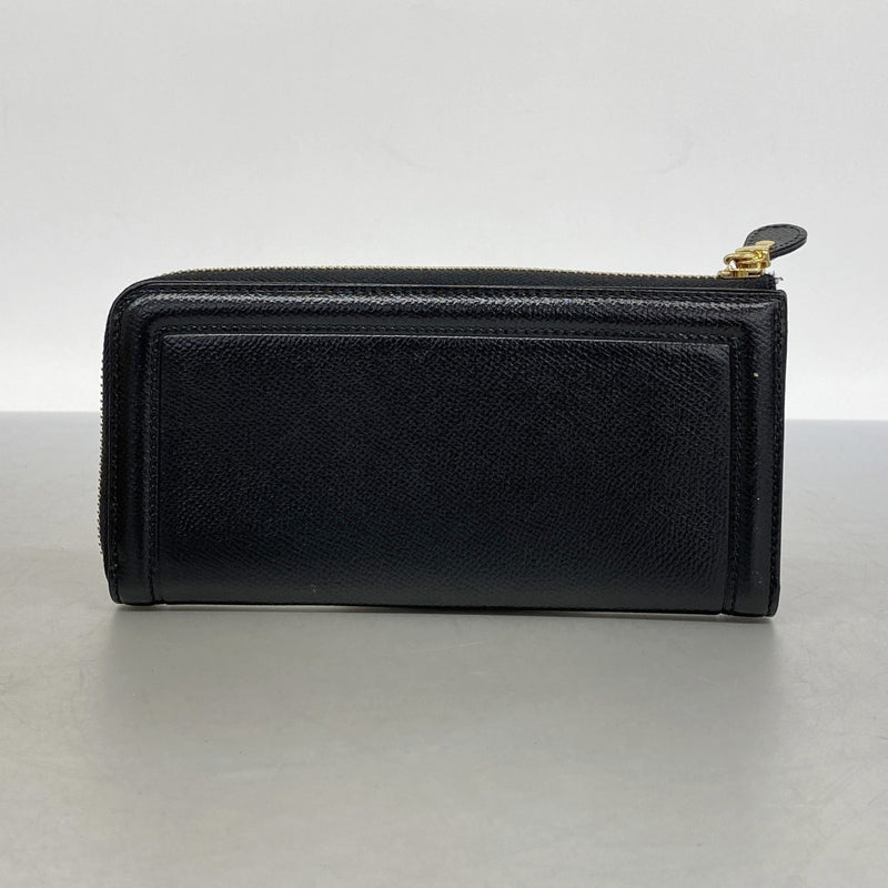 【6ee6367】サルヴァトーレフェラガモ 長財布 ヴァラ レザー ブラック ゴールド金具【中古】レディース