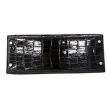 ★SALE【6ee6402-g】エルメス ハンドバッグ ケリー28 アリゲーター ブラック ゴールド金具 U刻印 2wayバッグ【中古】レディース