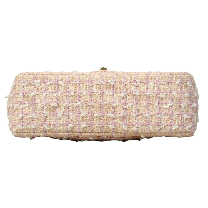 【6ee6415】シャネル ハンドバッグ マトラッセ トップハンドル ツイード ピンク シャンパンゴールド金具 2wayバッグ【中古】レディース