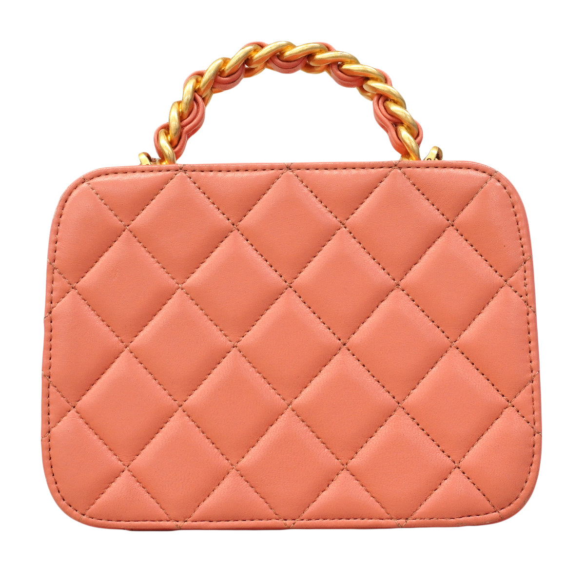 【6ee6416】シャネル ハンドバッグ マトラッセ チェーンショルダー ラムスキン サーモンピンク ゴールド金具 2wayバッグ【中古】レディース
