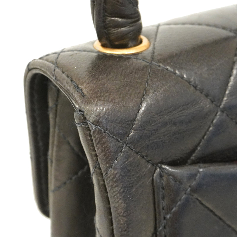 【6ee6417】シャネル ハンドバッグ マトラッセ 親子バッグ ラムスキン ブラック ゴールド金具【中古】レディース