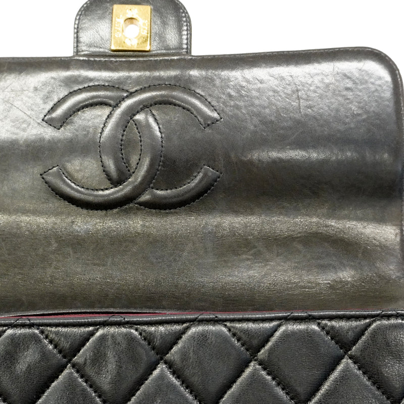 【6ee6417】シャネル ハンドバッグ マトラッセ 親子バッグ ラムスキン ブラック ゴールド金具【中古】レディース
