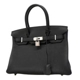 ★SALE【6ee6418-g】エルメス ハンドバッグ バーキン30 トゴ ブラック シルバー金具 W刻印【中古】レディース