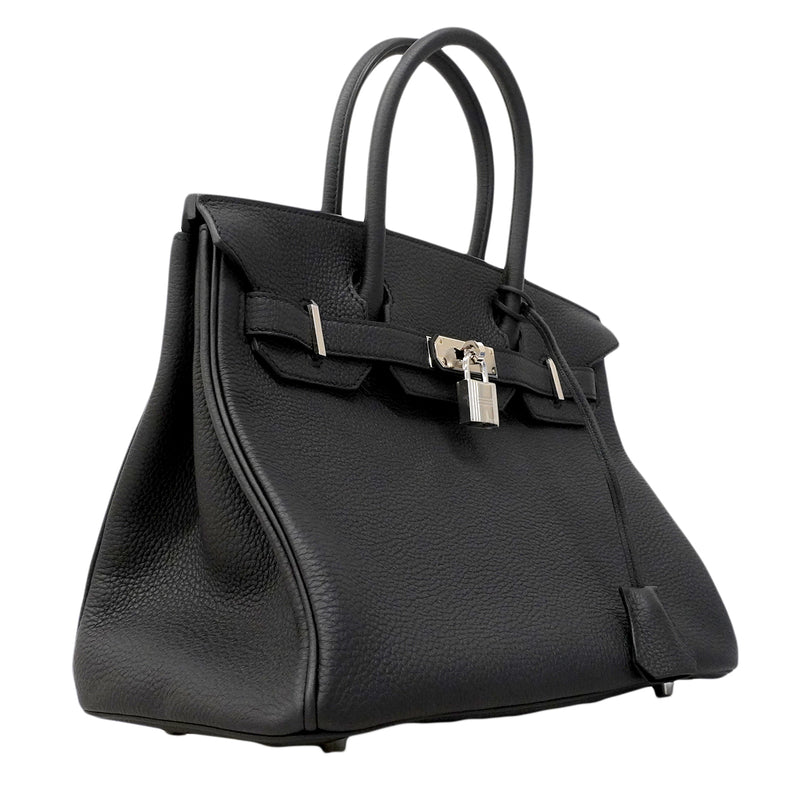 ★SALE【6ee6418-g】エルメス ハンドバッグ バーキン30 トゴ ブラック シルバー金具 W刻印【中古】レディース