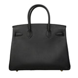 【6ee6419-g】エルメス ハンドバッグ バーキン30 ヴォーエプソン ブラック ゴールド金具 D刻印【中古】レディース