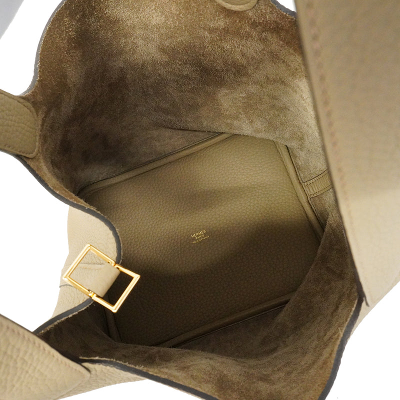 【6ee6423】エルメス ハンドバッグ ピコタンロックMM トリヨンクレマンス ベージュマルファ ゴールド金具 W刻印【中古】レディース