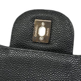 【6ee6425】シャネル ショルダーバッグ デカマトラッセ Wフラップ Wチェーン キャビアスキン ブラック シルバー金具【中古】レディース