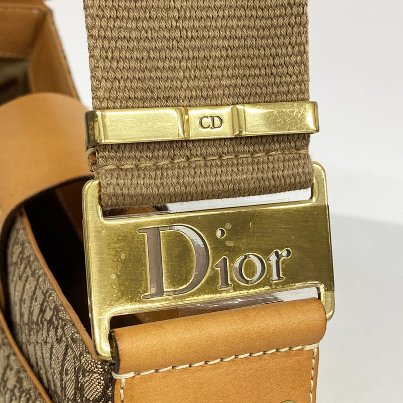 【6ee6428】クリスチャンディオール ショルダーバッグ トロッター ストリートシック キャンバス ベージュ ゴールド金具【中古】レディース