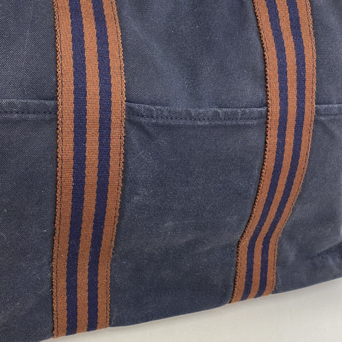 【6ee6438-k】エルメス トートバッグ フールトゥMM キャンバス ネイビー シルバー金具【中古】メンズ レディース ユニセックス