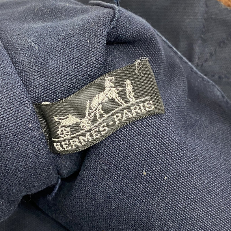 【6ee6438-k】エルメス トートバッグ フールトゥMM キャンバス ネイビー シルバー金具【中古】メンズ レディース ユニセックス