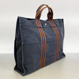 【6ee6438-k】エルメス トートバッグ フールトゥMM キャンバス ネイビー シルバー金具【中古】メンズ レディース ユニセックス