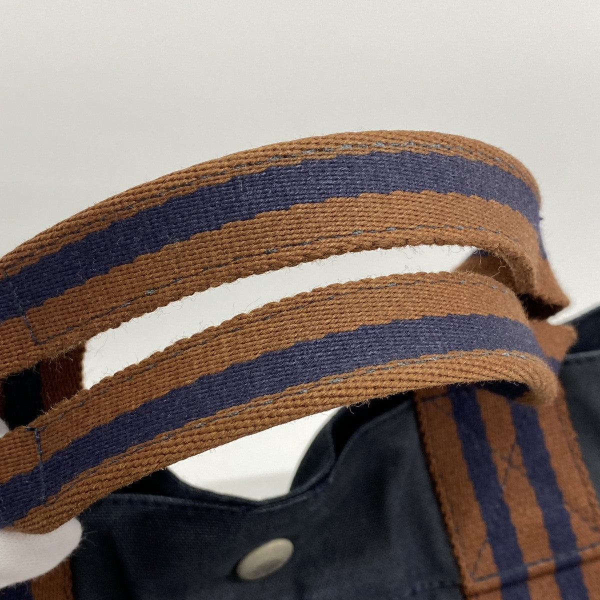 【6ee6438-k】エルメス トートバッグ フールトゥMM キャンバス ネイビー シルバー金具【中古】メンズ レディース ユニセックス