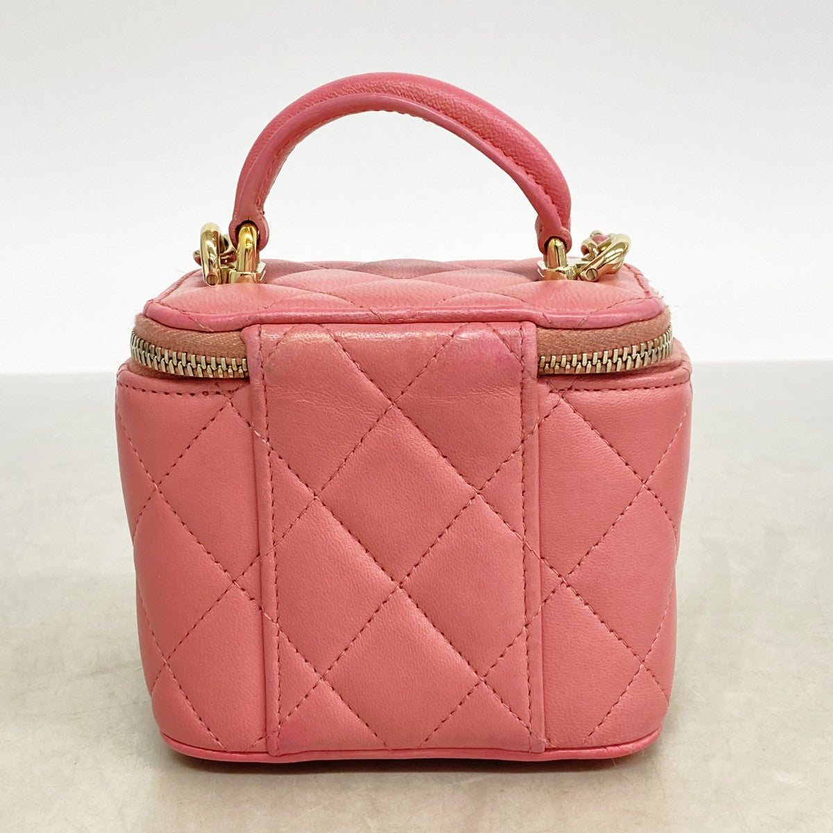 【6ee6439-k】シャネル バニティバッグ マトラッセ チェーンショルダー ラムスキン ピンク ゴールド金具【中古】レディース