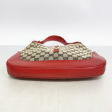 【6ee6441-k】グッチ ショルダーバッグ GGキャンバス/ジャッキー 001 3306 キャンバス レッド ベージュ シャンパンゴールド金具【中古】レディース
