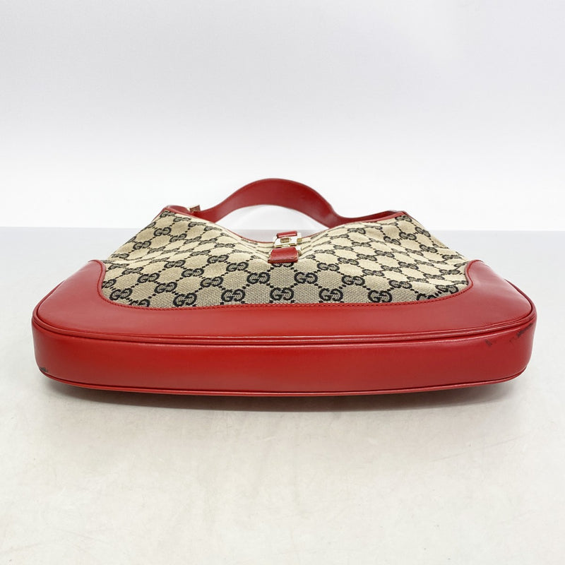 【6ee6441-k】グッチ ショルダーバッグ GGキャンバス/ジャッキー 001 3306 キャンバス レッド ベージュ シャンパンゴールド金具【中古】レディース