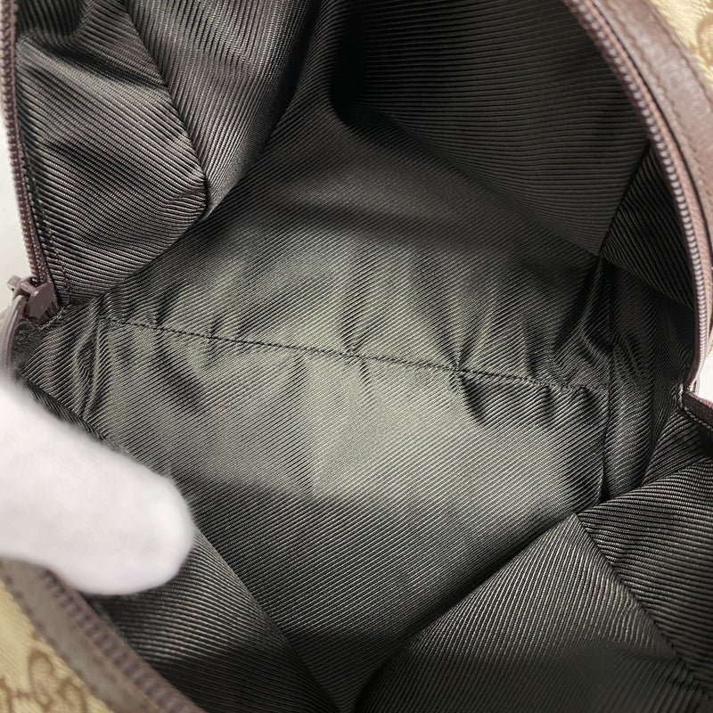 【6ee6442-k】グッチ ハンドバッグ GGキャンバス 124542 0416 キャンバス ベージュ ブラウン シルバー金具【中古】レディース