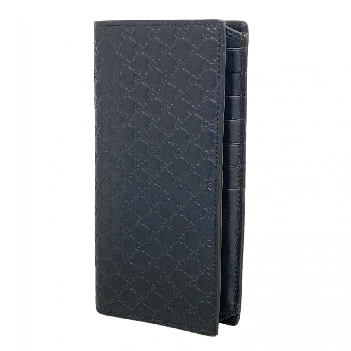 【6ee6445-k】グッチ 長札入れ グッチシマ 449245 2091 レザー ネイビー【中古】メンズ