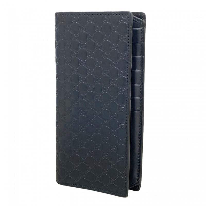 【6ee6445-k】グッチ 長札入れ グッチシマ 449245 2091 レザー ネイビー【中古】メンズ