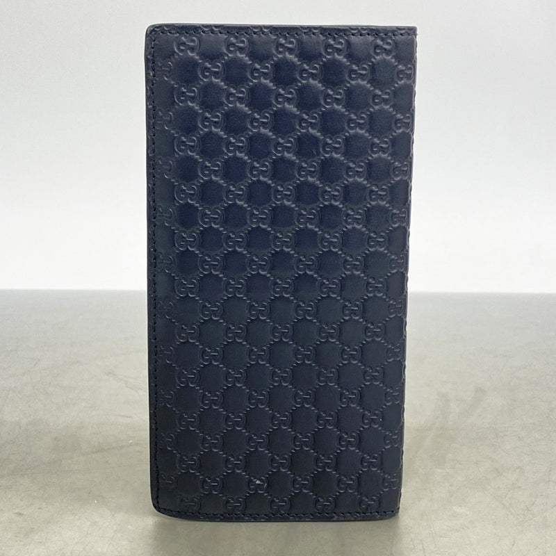 【6ee6445-k】グッチ 長札入れ グッチシマ 449245 2091 レザー ネイビー【中古】メンズ