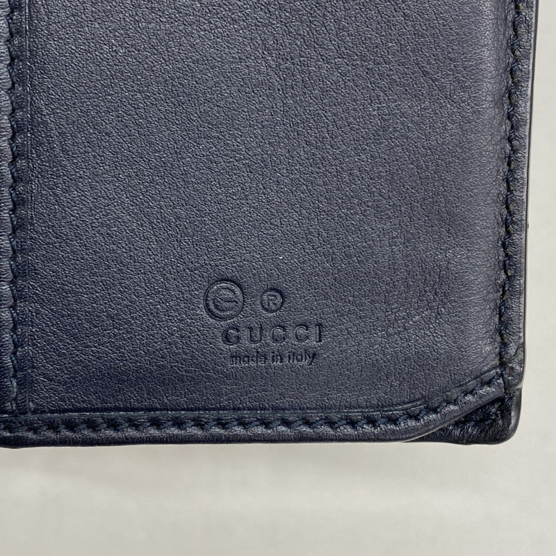 【6ee6445-k】グッチ 長札入れ グッチシマ 449245 2091 レザー ネイビー【中古】メンズ